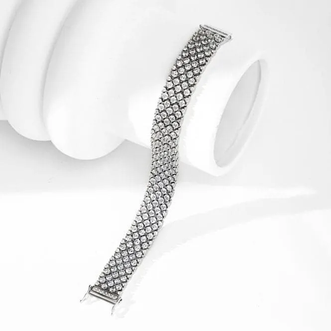 Sterling Silver Rhodium Plated Sparkling Stones Bracelet ERLB036