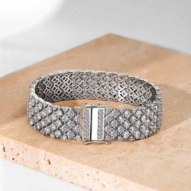 Sterling Silver Rhodium Plated Sparkling Stones Bracelet ERLB036