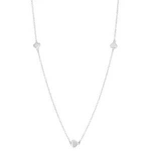 Sterling Silver Small Shiny Hearts Necklace