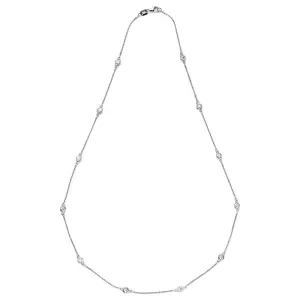 Suzy Levian 1.30 ct TDW 14k White Gold Bezel Diamonds by the Yard Station Necklace