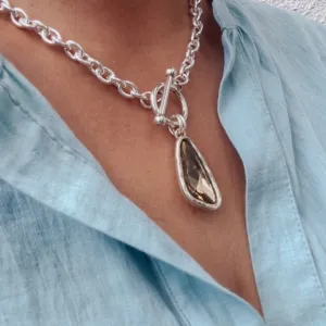 Taupe Crystal T Bar Choker