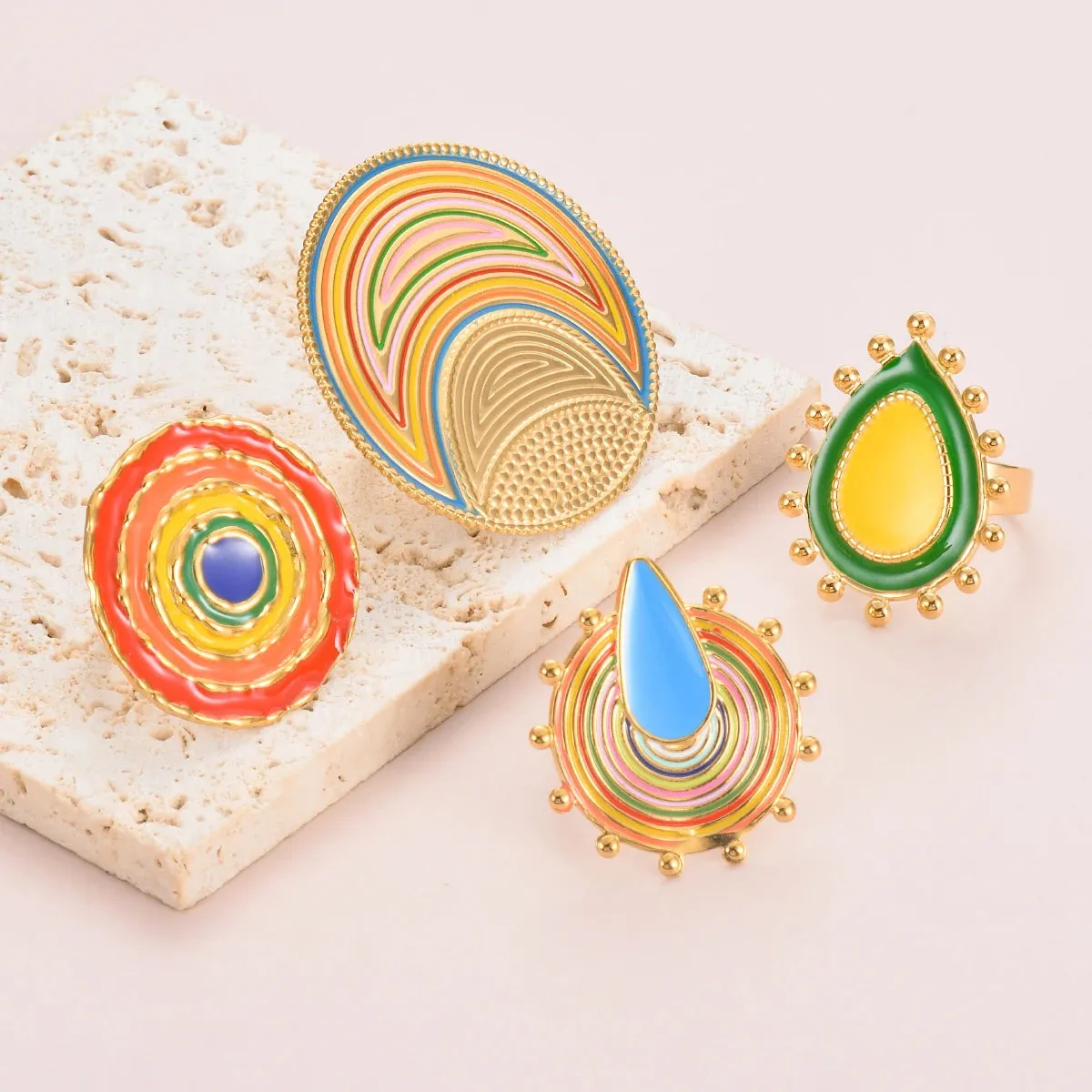 TEEK - Color Oil Drop Geometric Large Ring