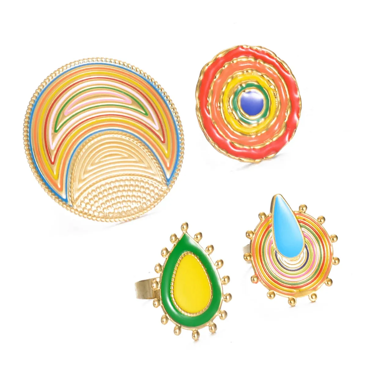TEEK - Color Oil Drop Geometric Large Ring