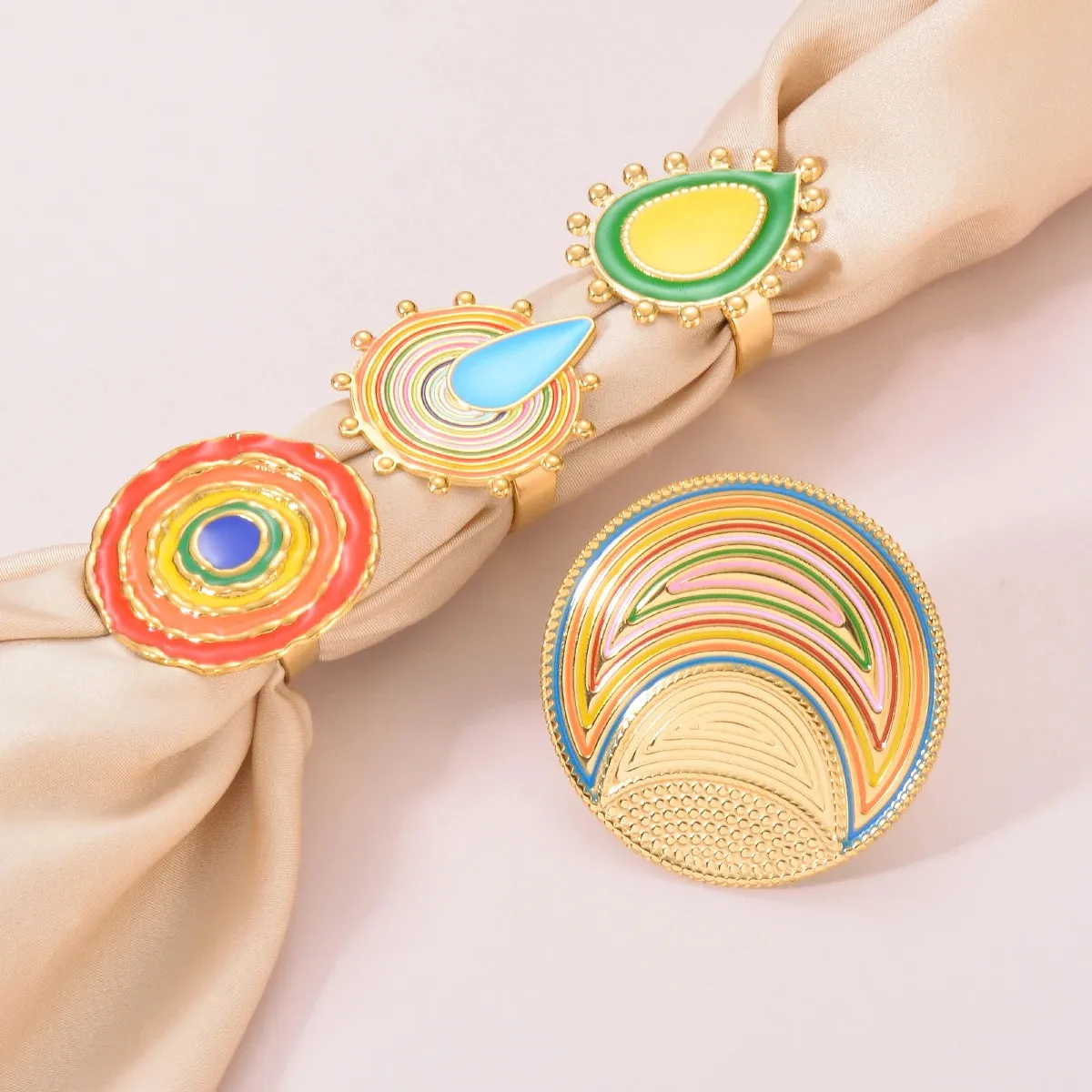 TEEK - Color Oil Drop Geometric Large Ring