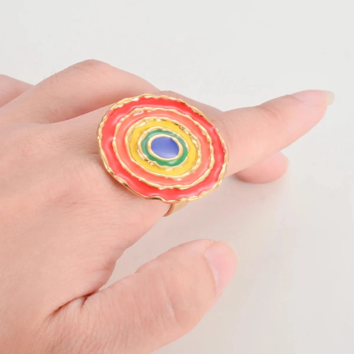 TEEK - Color Oil Drop Geometric Large Ring