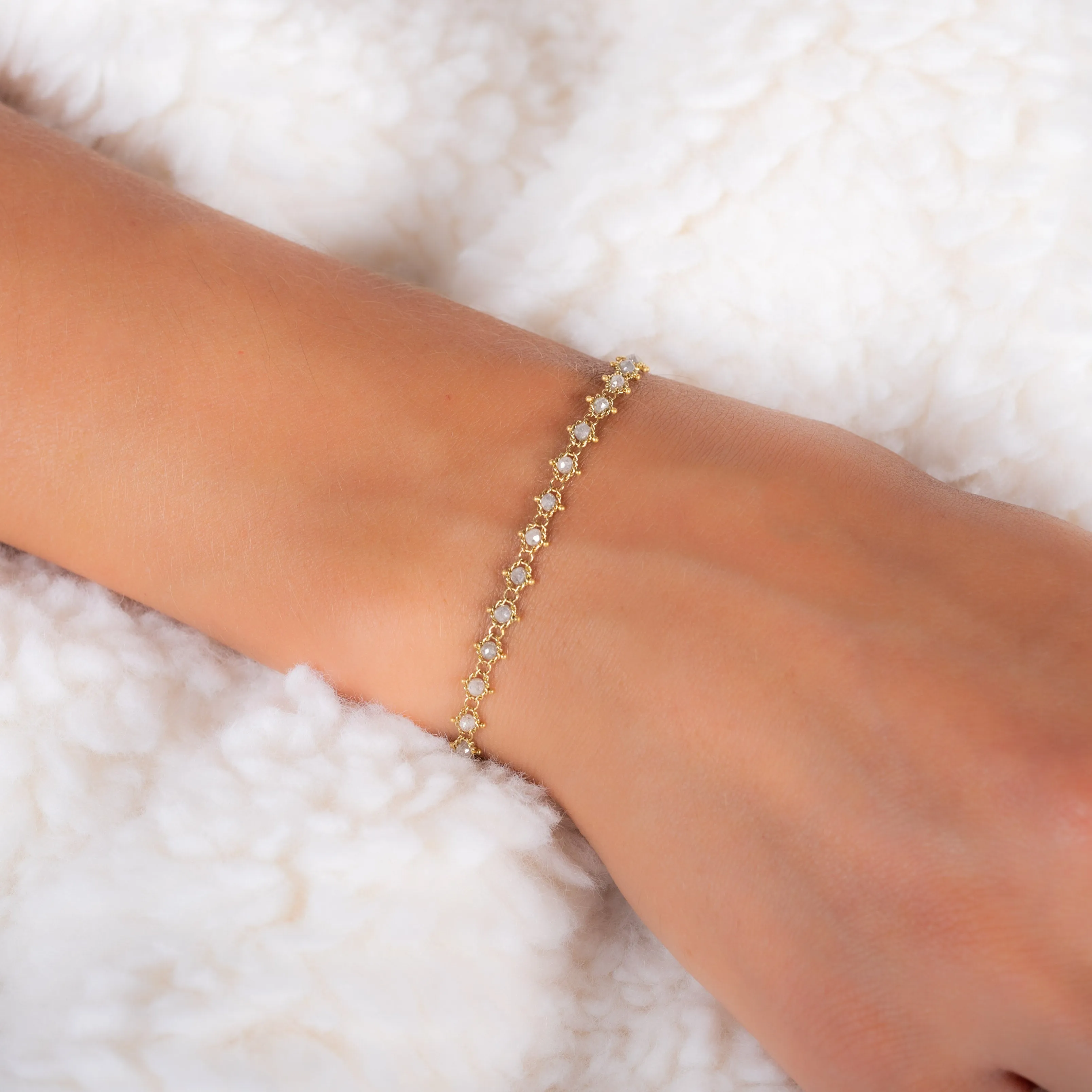 Textile Bracelet in Silver Diamond