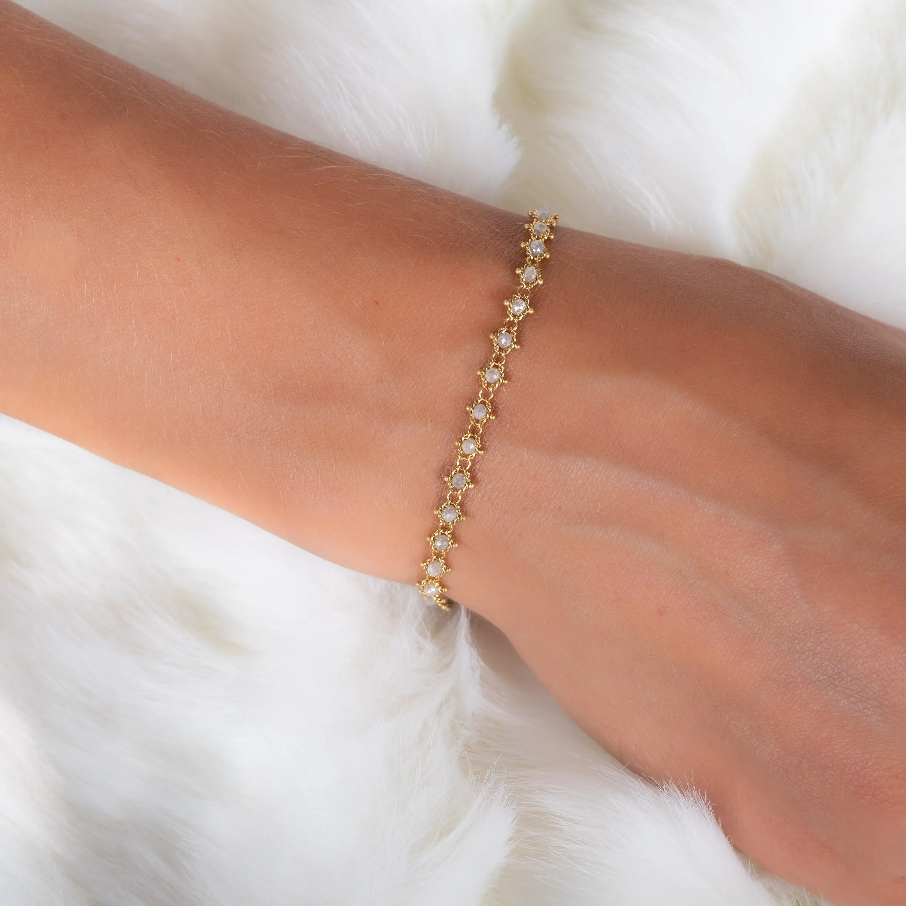 Textile Bracelet in Silver Diamond