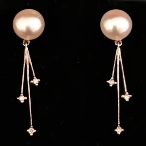 The Eldorado - Vintage Diamonds Pearls 14k Gold Earrings