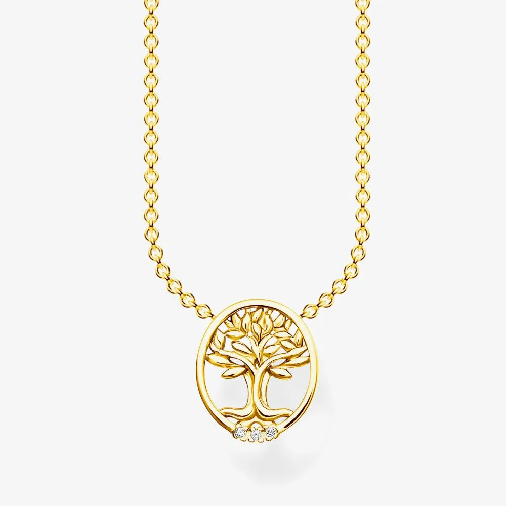 Thomas Sabo 18ct Gold Plated & Cubic Zirconia Tree of Life Necklace