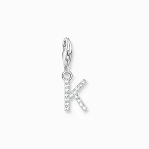 Thomas Sabo Silver Letter K Charm Pendant with White Stones