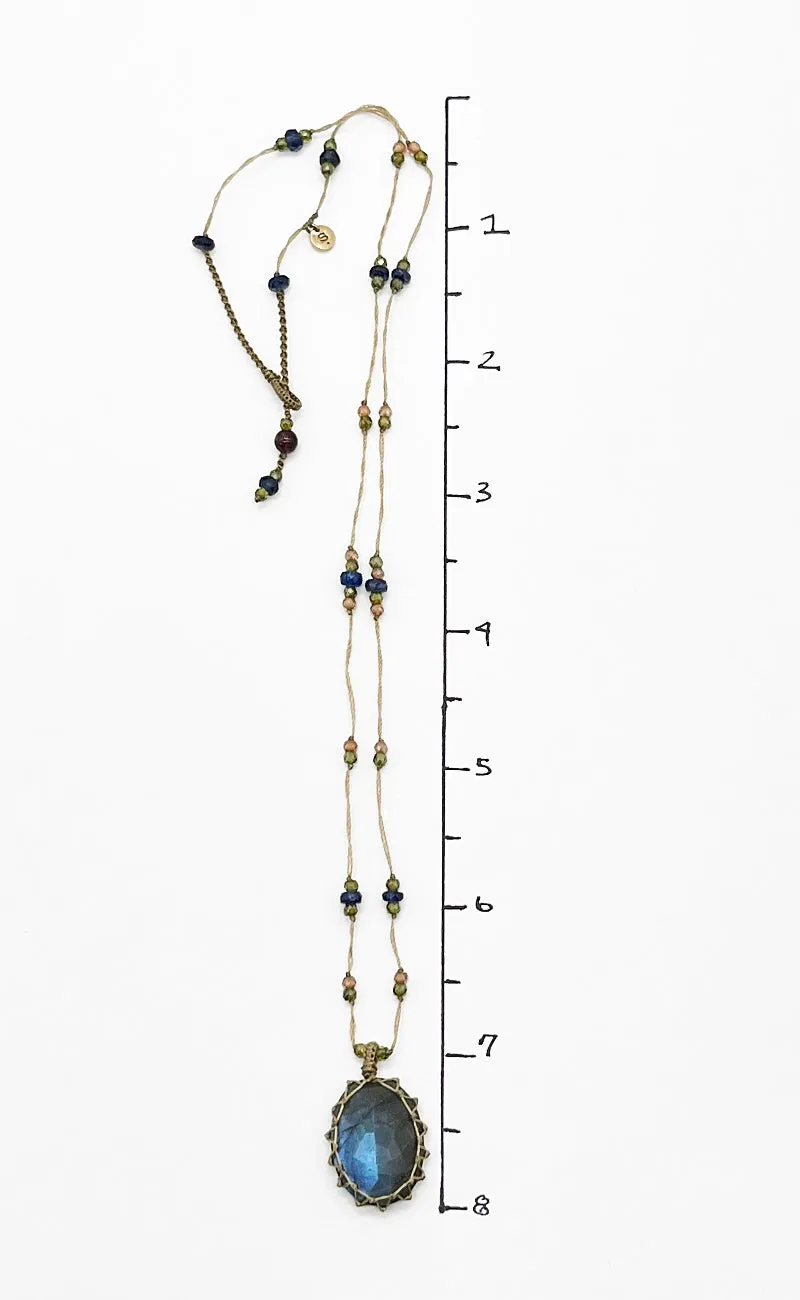 Tibetan Gemstone Pendant, Blue Labradorite