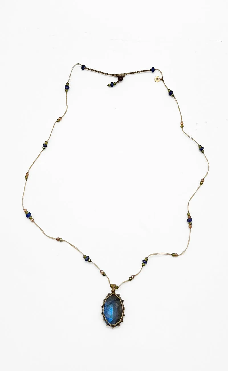 Tibetan Gemstone Pendant, Blue Labradorite