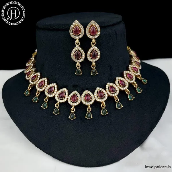 Trending Gold Plated Antique Necklace With Matching Earrings JH1538