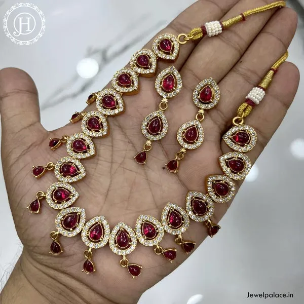 Trending Gold Plated Antique Necklace With Matching Earrings JH1538