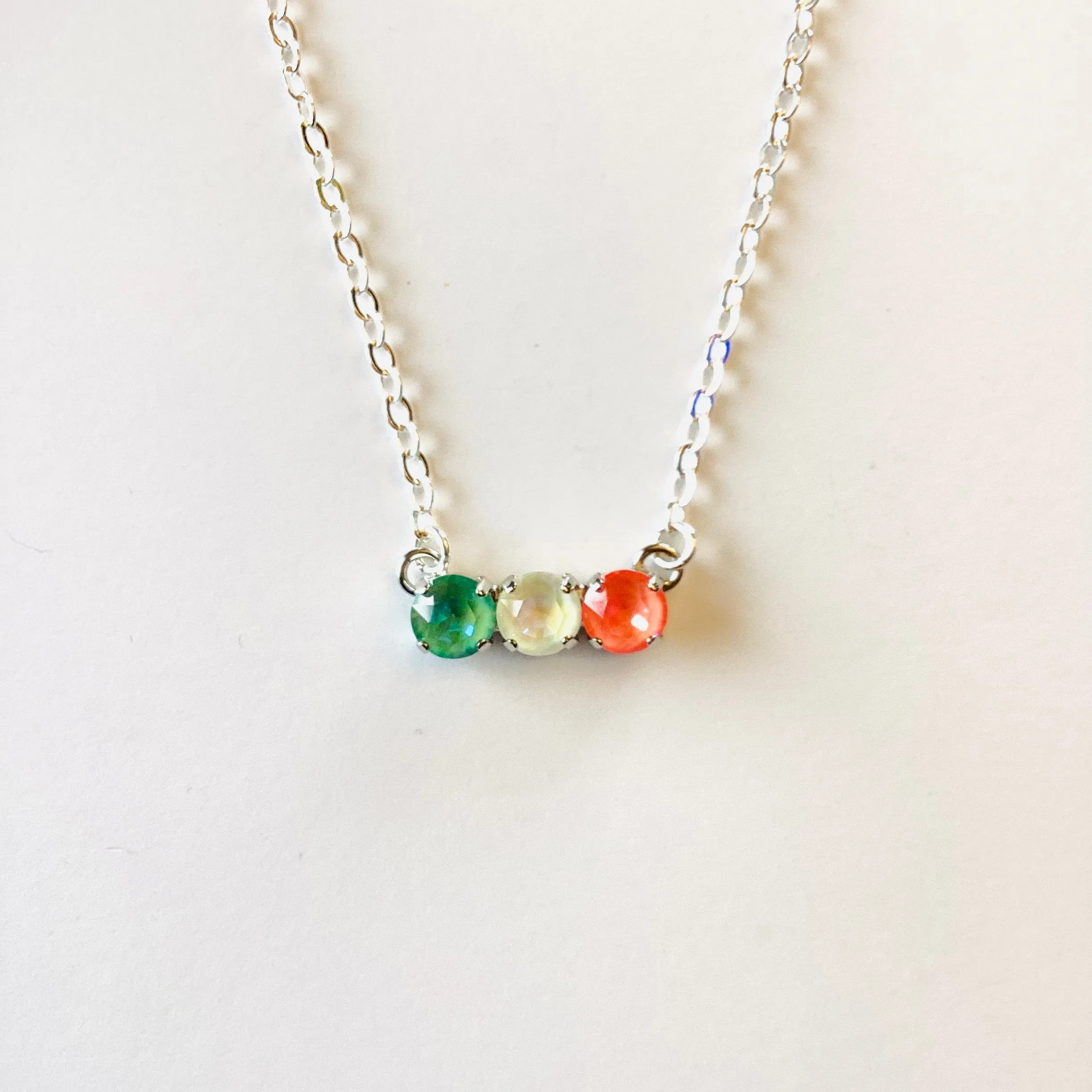 Triple Stone Bar Necklace in Beachy Hues