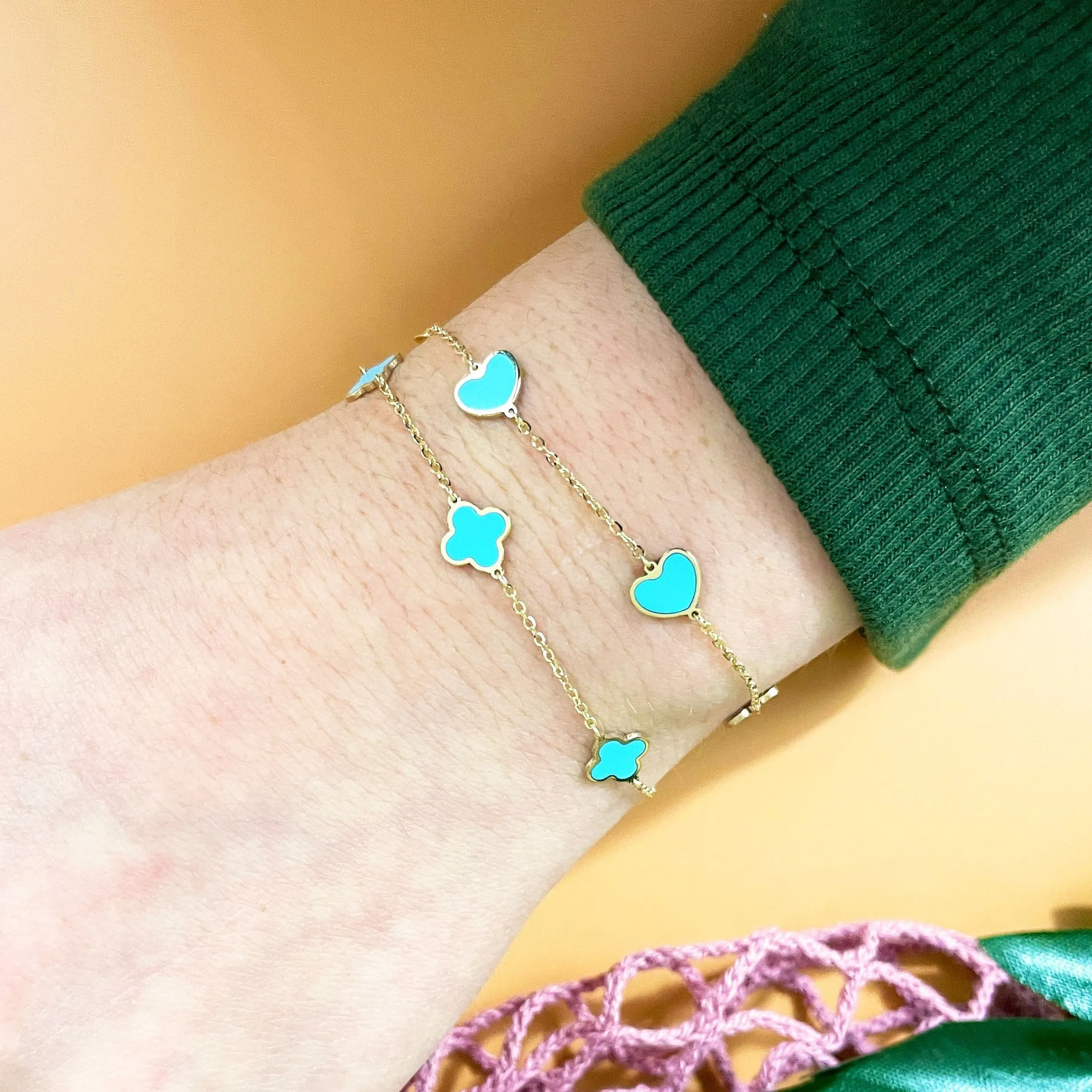 Turquoise Heart Station Bracelet