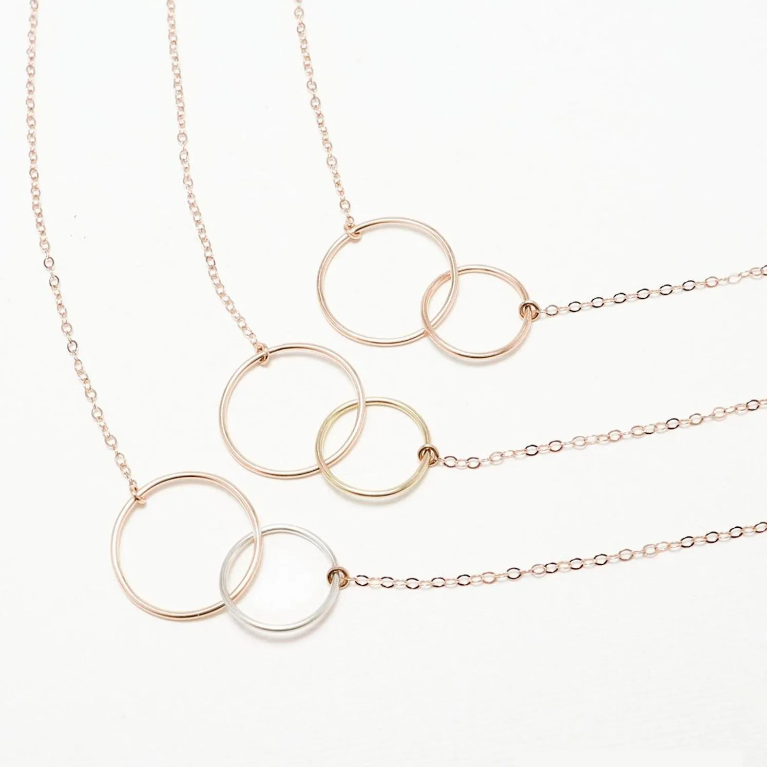 Unity Linked Large Circle RoseGold Necklace