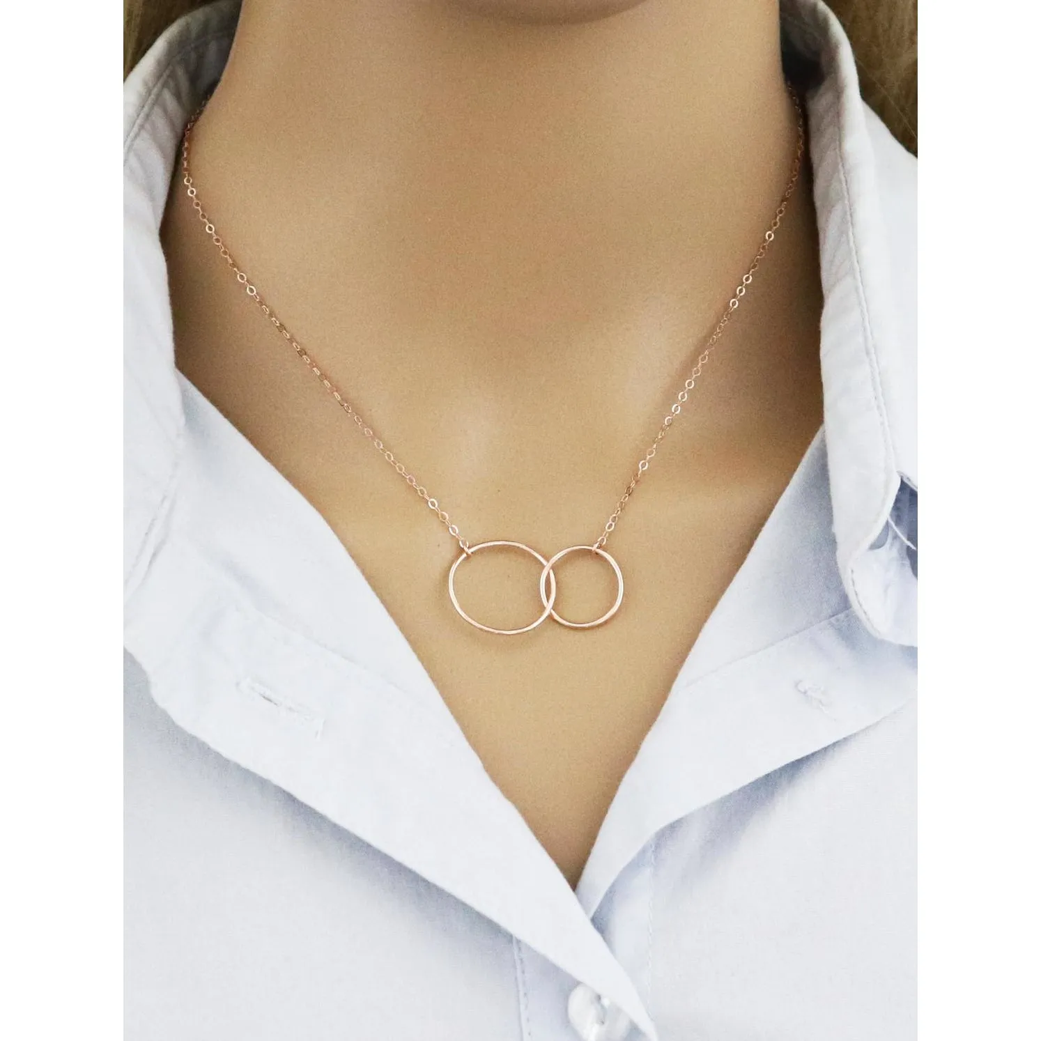 Unity Linked Large Circle RoseGold Necklace