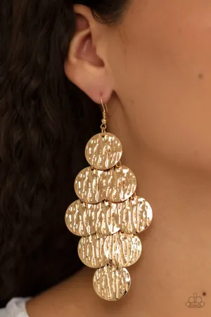 Uptown Edge - Gold Paparazzi Earrings