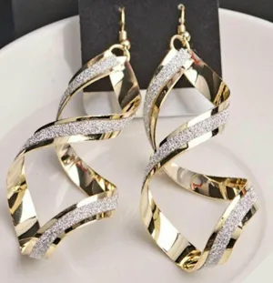 Vintage Alloy Spiral Drop Dangle Earrings
