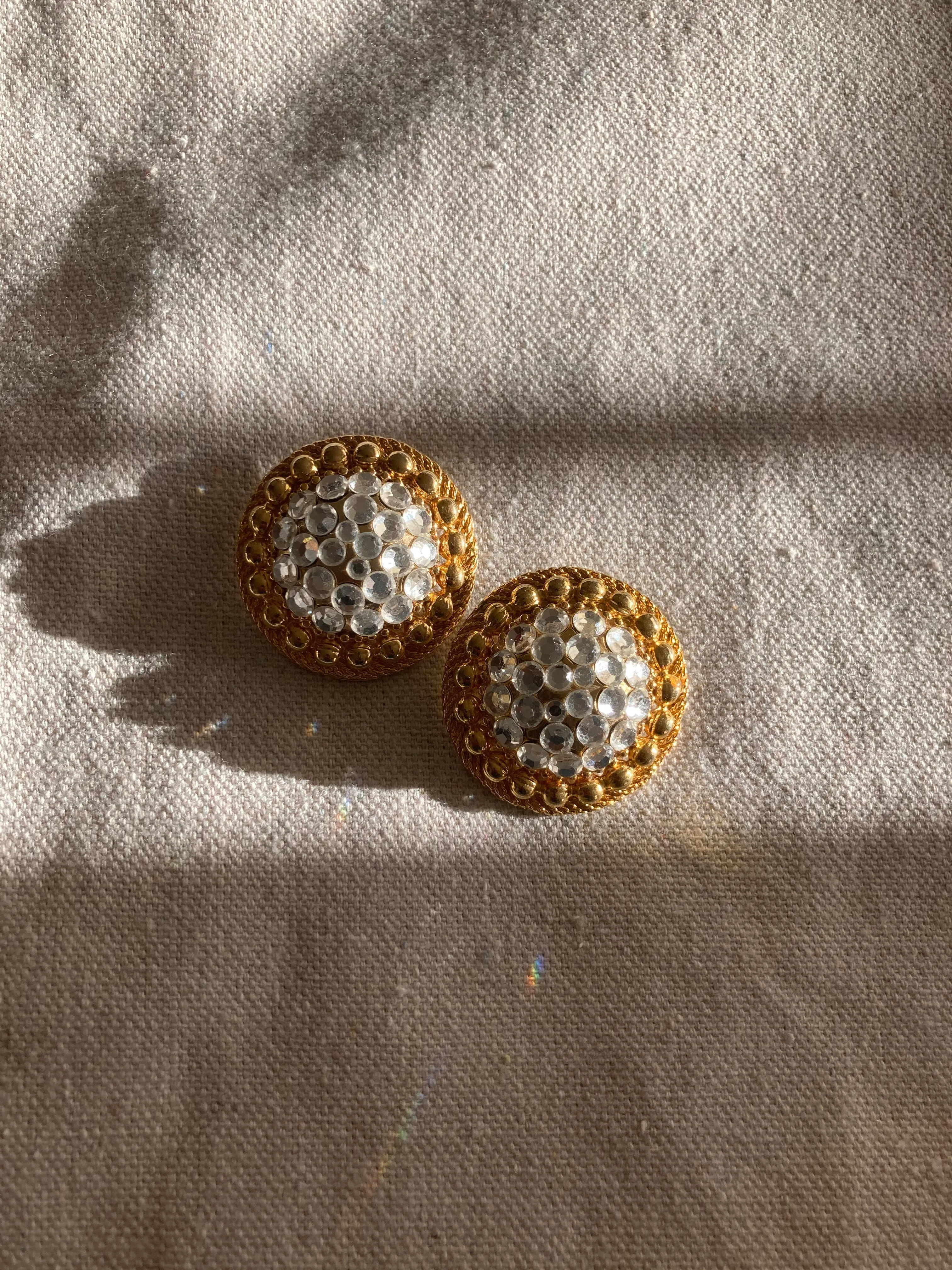 Vintage Gold Rhinestone Earrings