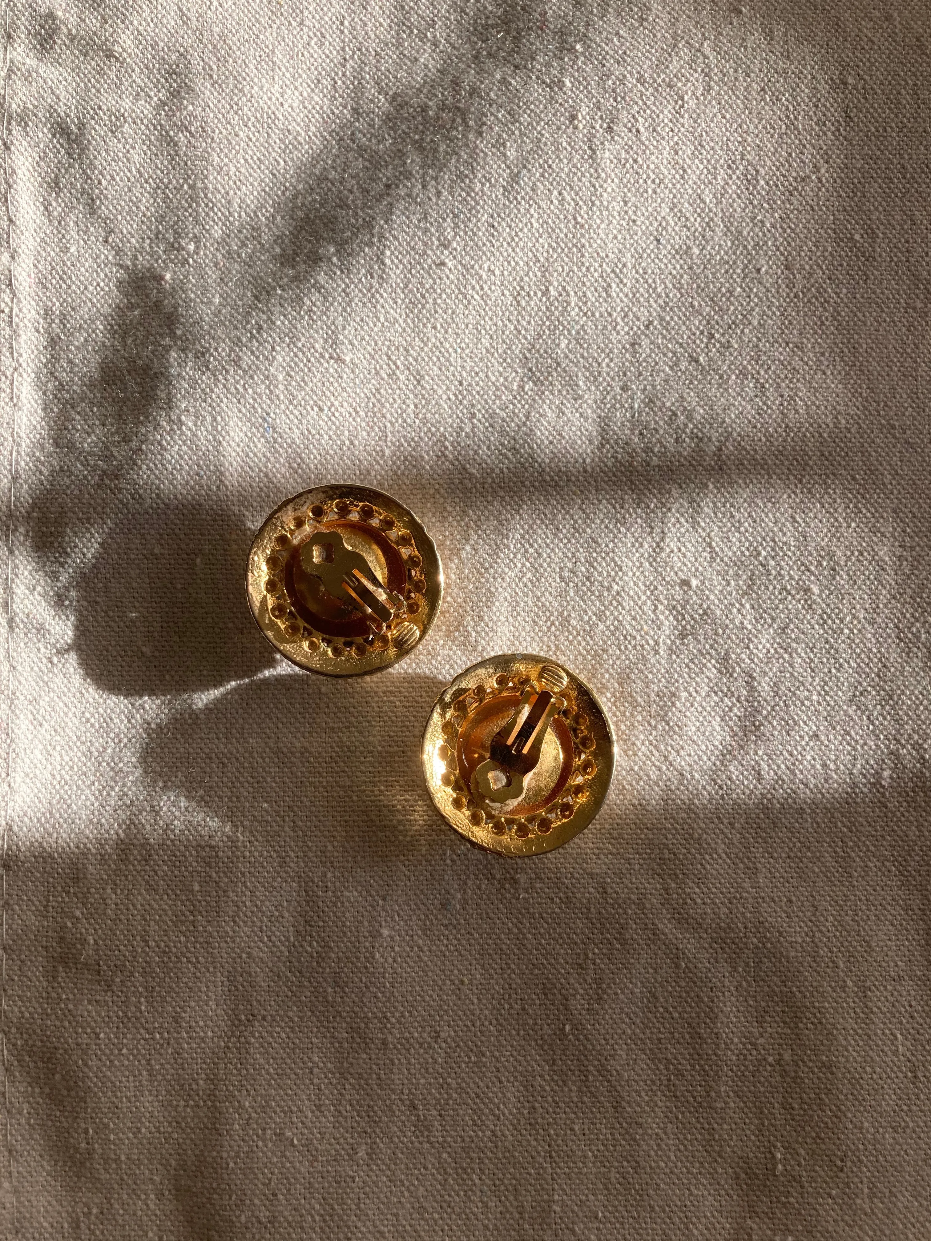 Vintage Gold Rhinestone Earrings
