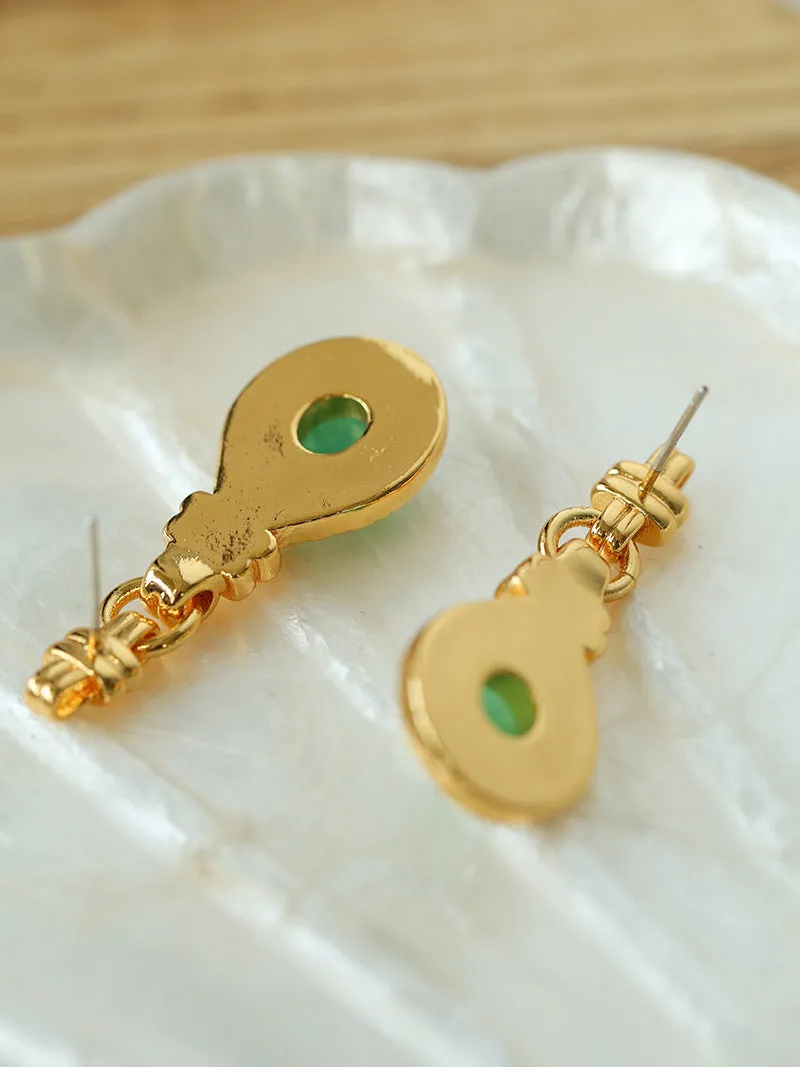 Vintage Green Crystals Drop Earrings