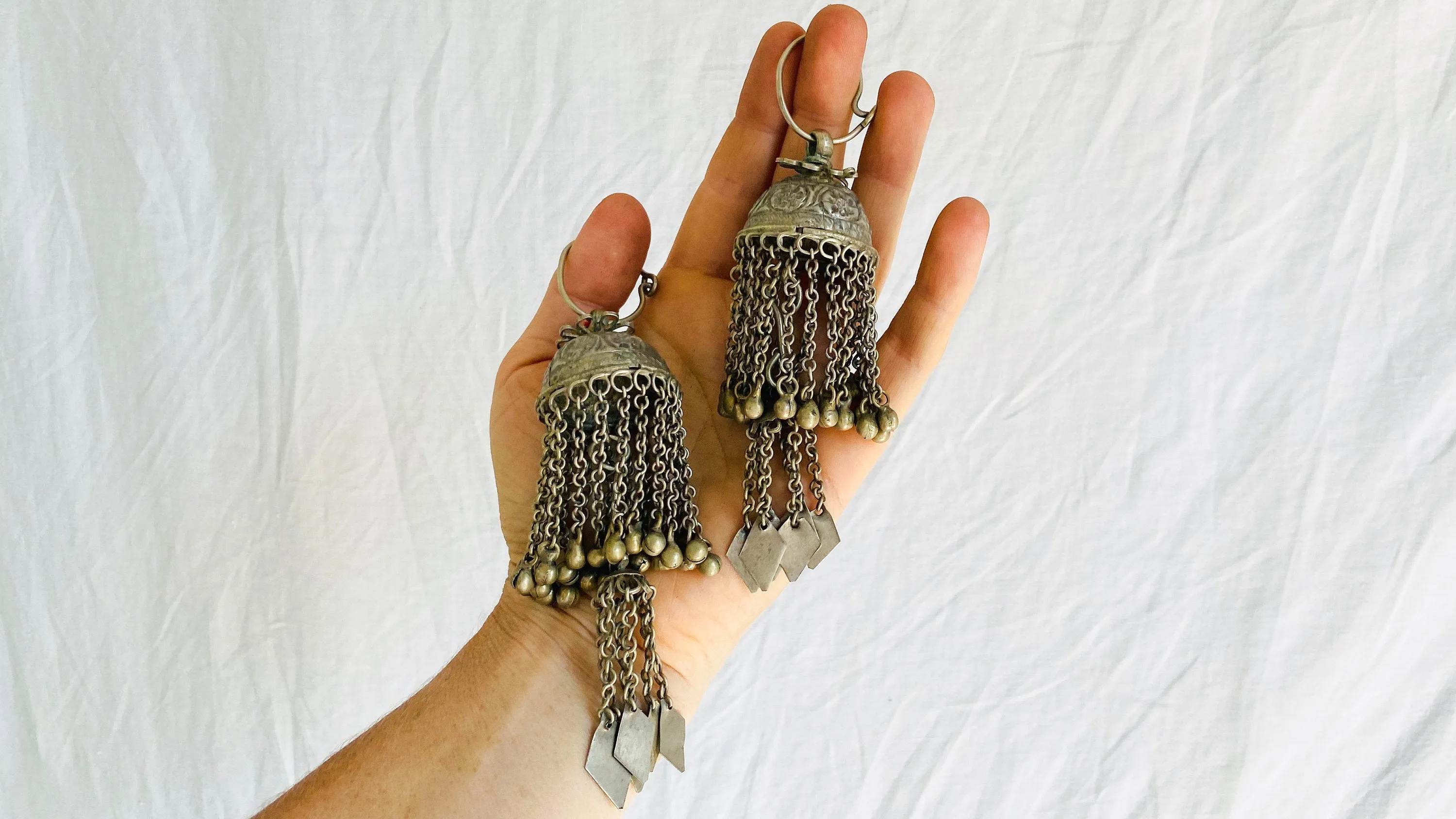 Vintage Kuchi Jumkha Tribal Earrings.