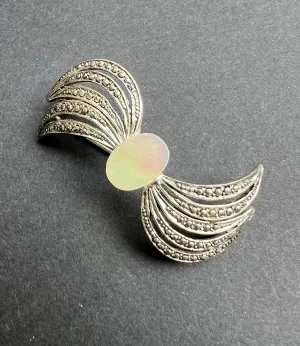 Vintage Marcasite and Mother of Pearl Brooch on Original Card.