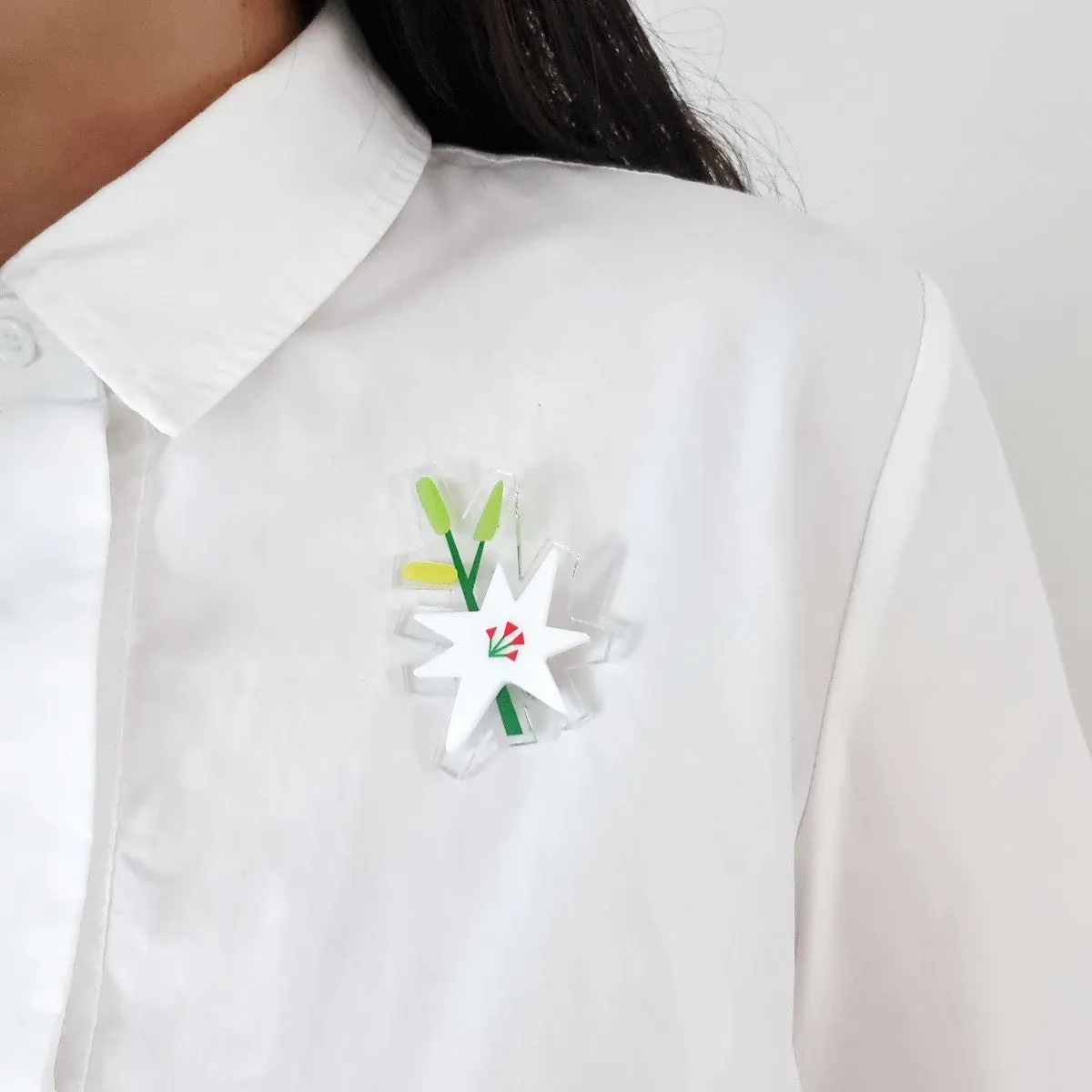 White Lily Flower Brooch