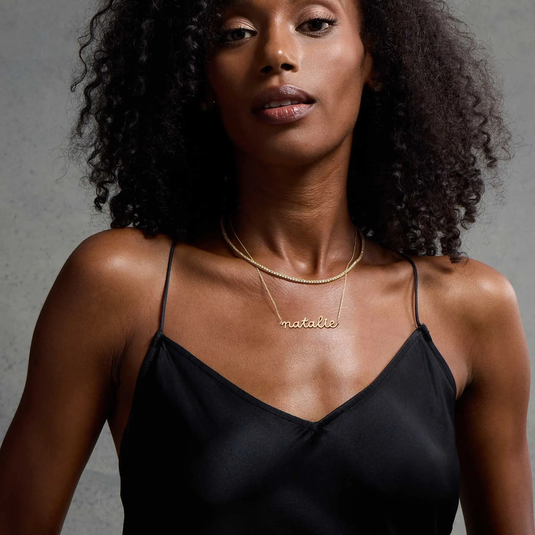 Women's Name Plate Necklace 14K Gold - Style 185