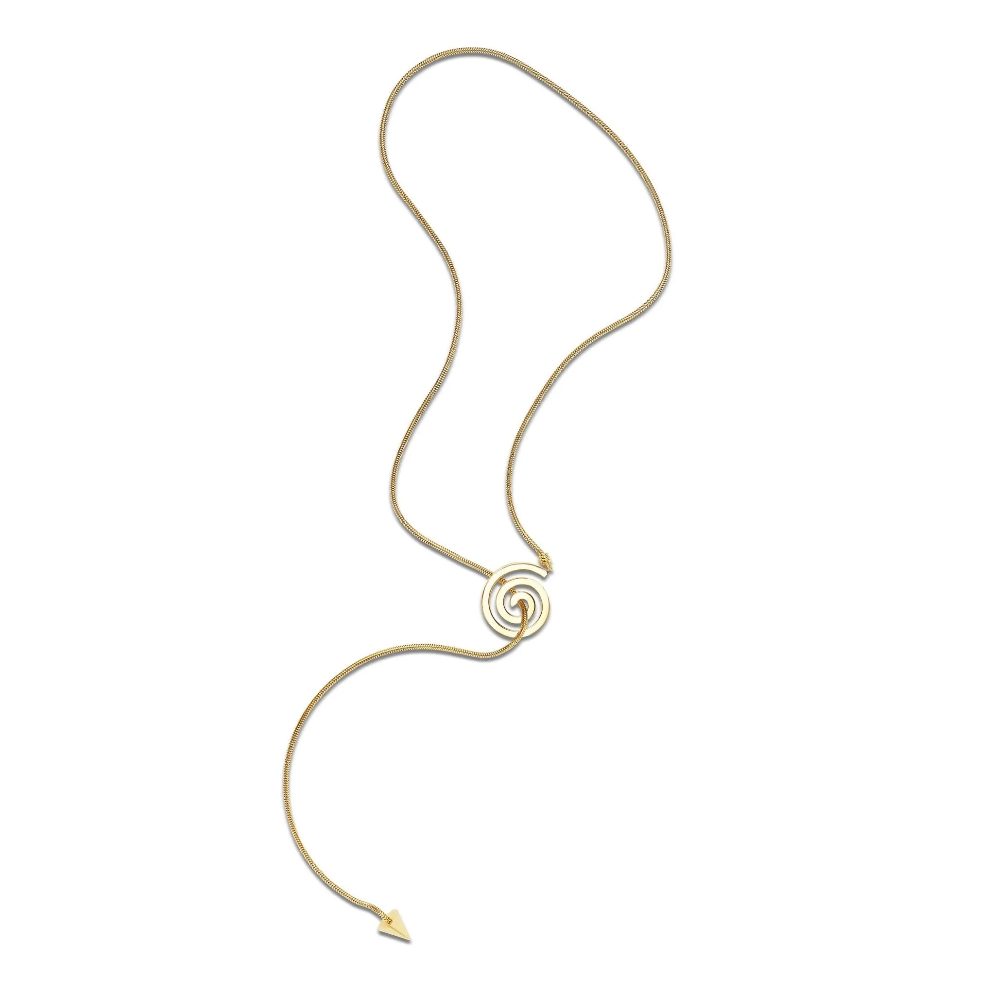 Yellow Gold Essence Spiral Lariat Necklace