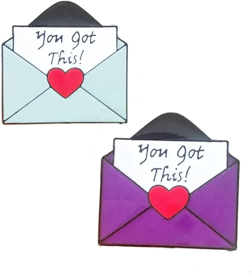 ''YOU GOT THIS!'' Love Envelope Brooch Cute Heart Message Lapel Enamel Pin Badge Set Couple Brooch for Hat Jacket Cotton Shirt Skirt