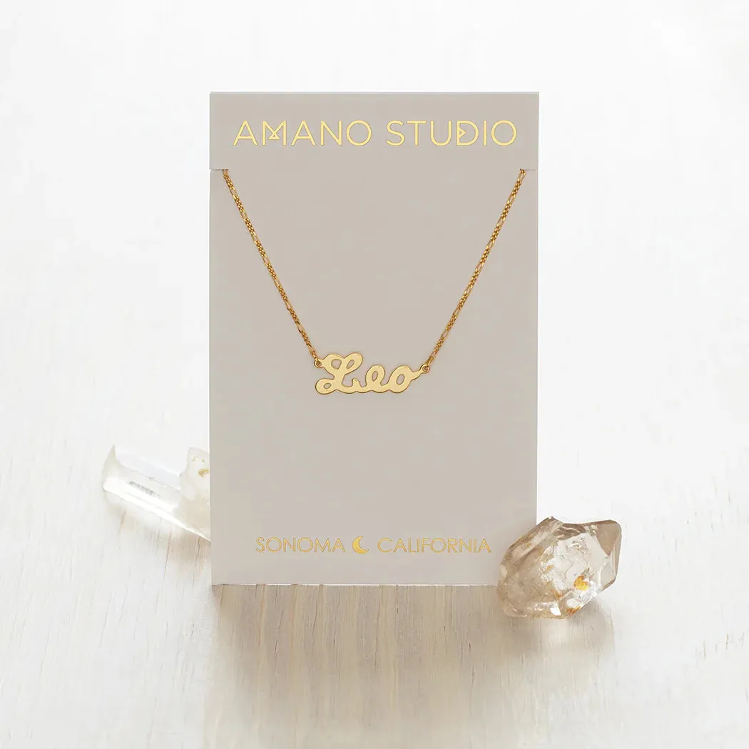 Zodiac Script Necklace- Leo